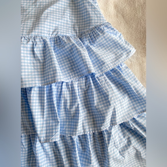 NWT Who What Wear blue and white gingham cotton tiered ruffle dress | XL | plus - Picture 3 of 4
